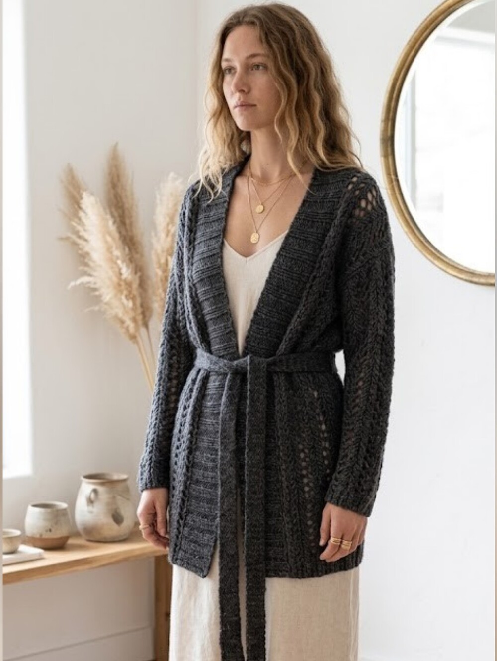 Roots Alpaca blend crochet cardigan M